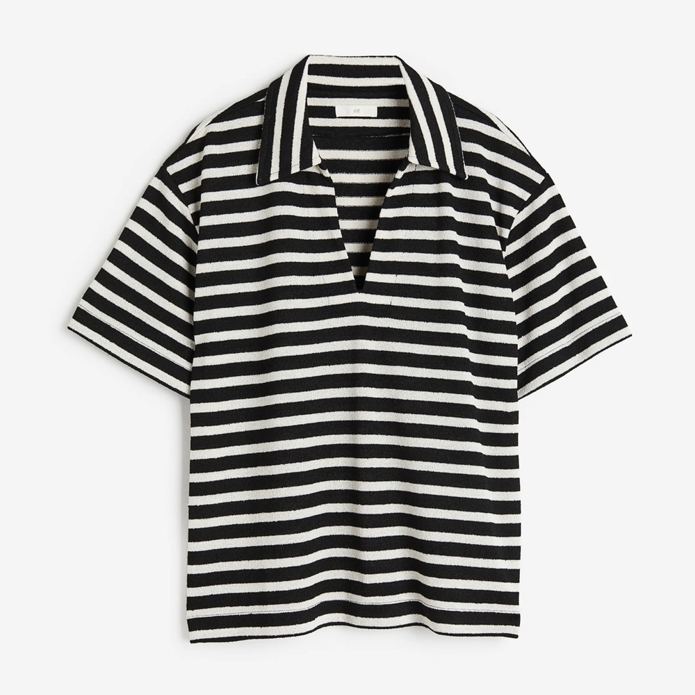 H&M Women’s US M Black/Striped Collar Shirt